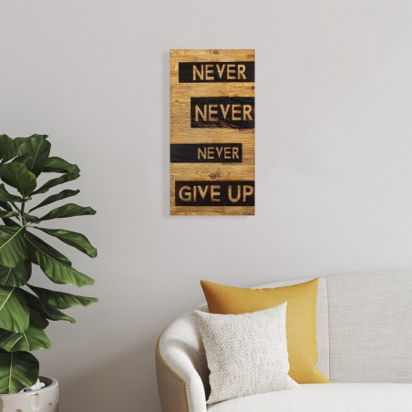 Decoración pared de madera Never Give Up nogal negro 30x3x58 cm