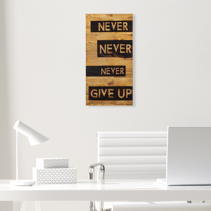 Decoración pared de madera Never Give Up nogal negro 30x3x58 cm