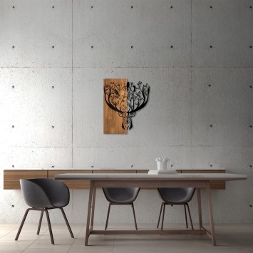 Decoración pared de madera Deer 1 nogal negro 49x58 cm