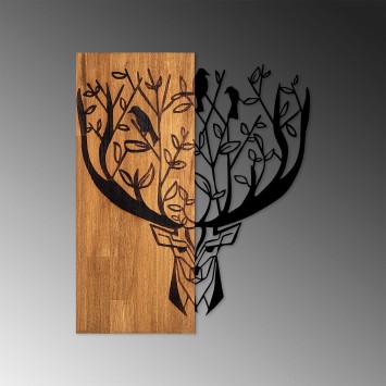 Decoración pared de madera Deer 1 nogal negro 49x58 cm