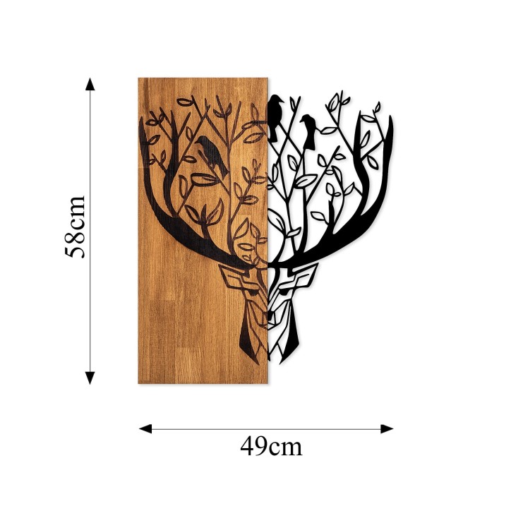 Decoración pared de madera Deer 1 nogal negro 49x58 cm