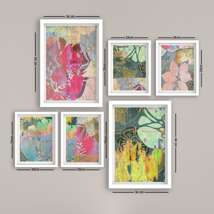 Cuadro decorativo enmarcado SET_118 multicolor 24x29 cm (4 piezas) 24x44 cm (2 piezas) Cuadro decorativo enmarcado SET_118 multicolor 24x29 cm (4 piezas) 24x44 cm (2 piezas)