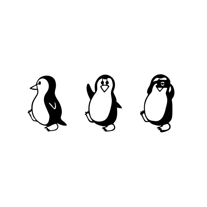 Decoración pared de metal Penguins-297 negro 20x29 cm