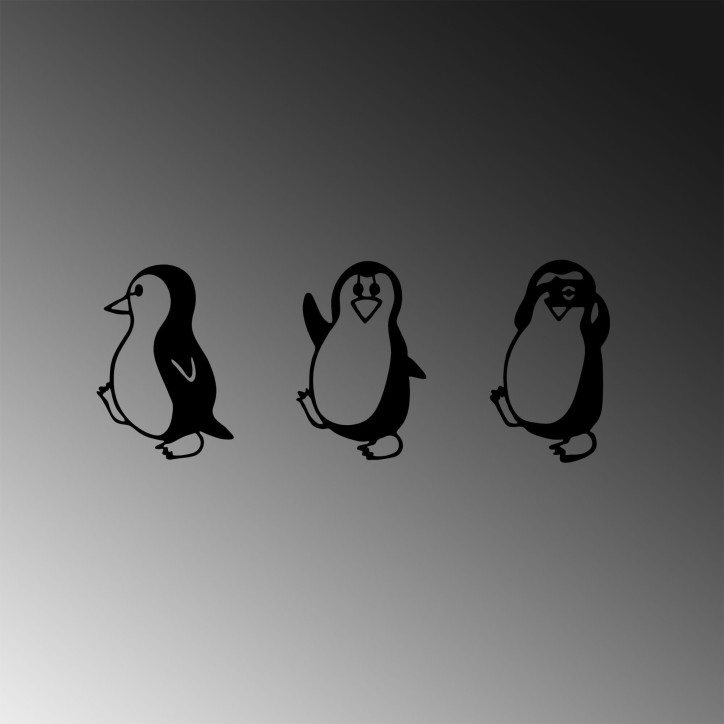 Decoración pared de metal Penguins-297 negro 20x29 cm