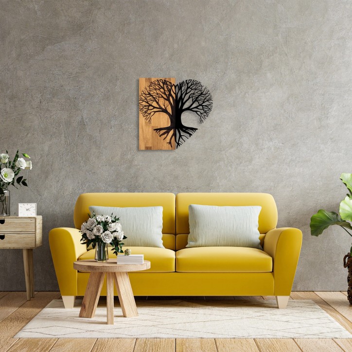 Decoración pared de madera Love Tree nogal negro 60x58 cm