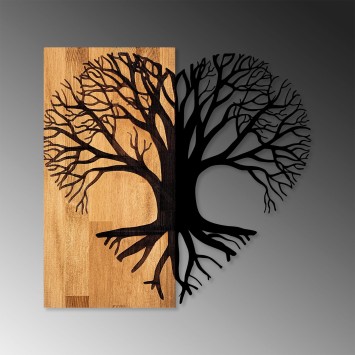 Decoración pared de madera Love Tree nogal negro 60x58 cm