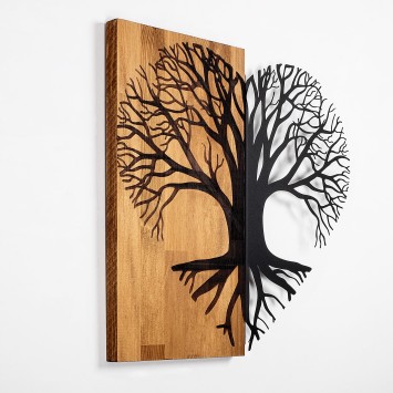 Decoración pared de madera Love Tree nogal negro 60x58 cm