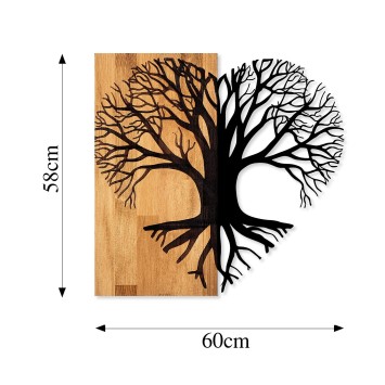 Decoración pared de madera Love Tree nogal negro 60x58 cm