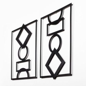 Decoración pared de metal Mirror negro 42x57 cm (2 piezas)