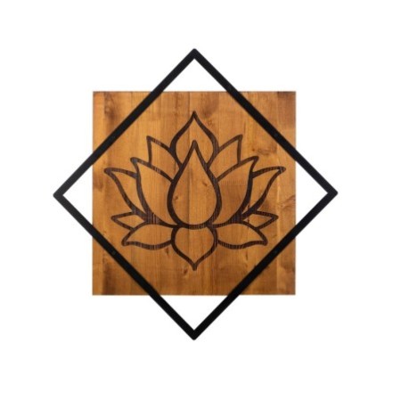 Decoración pared de madera Lotus nogal negro 54x54 cm