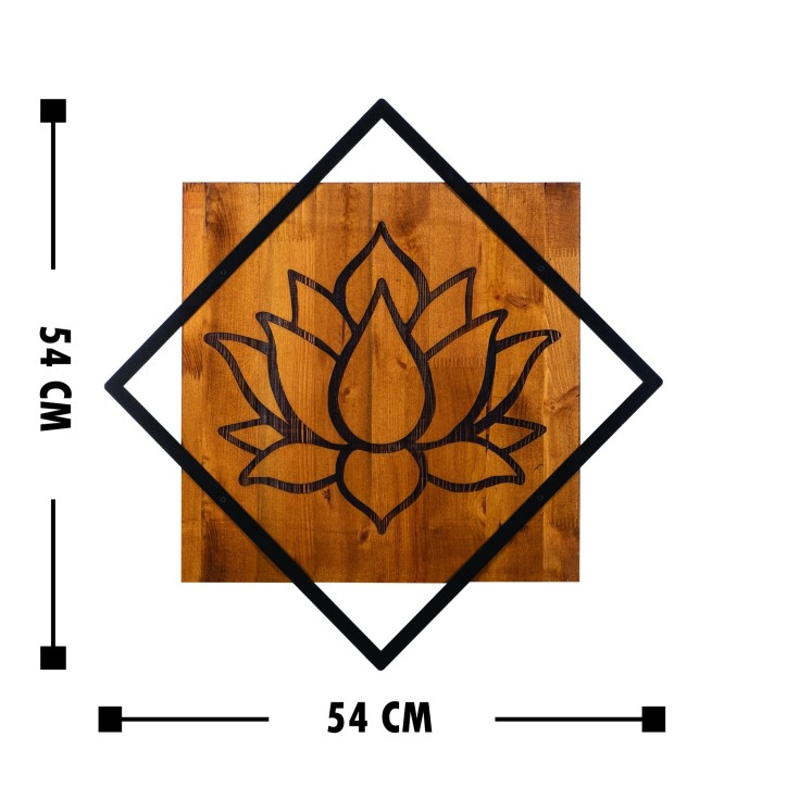 Decoración pared de madera Lotus nogal negro 54x54 cm