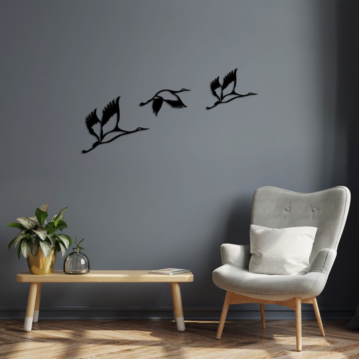 Decoración pared de metal Storks-287 negro 29x12 cm