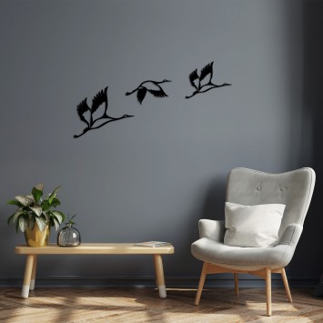 Decoración pared de metal Storks -287 negro 29x12 cm