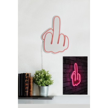 Iluminación LED decorativa de plástico Middle Finger rosa 27x37x2 cm