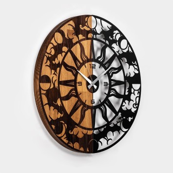 Reloj de pared madera Modelo -74 nogal negro diámetro 56 cm