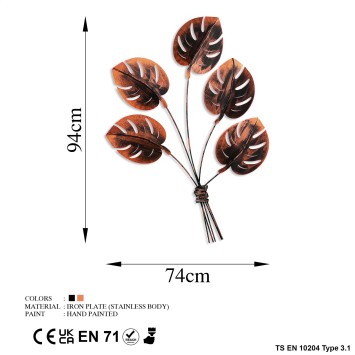 Decoración pared de metal Monstera 2 multicolor 74x94 cm