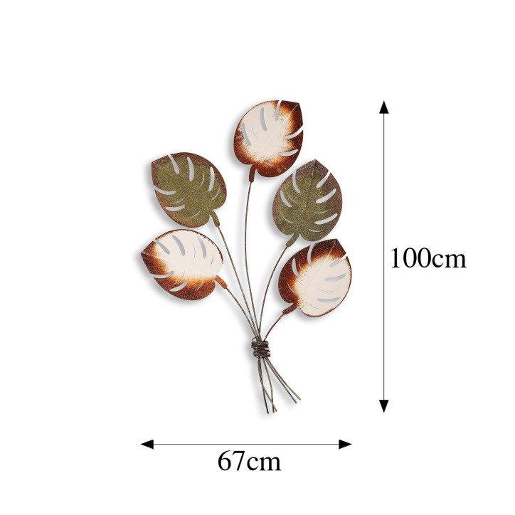 Decoración pared de metal Monstera v2 multicolor 67x100 cm