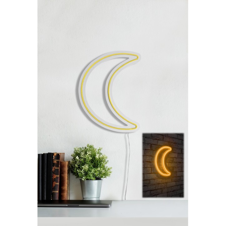 Iluminación LED decorativa de plástico Crescent amarillo 26x37x2 cm