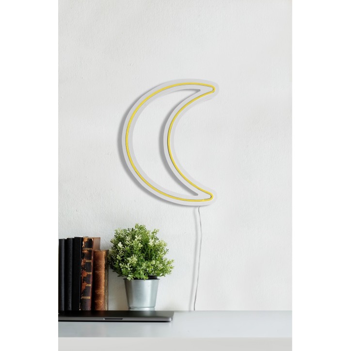 Iluminación LED decorativa de plástico Crescent amarillo 26x37x2 cm