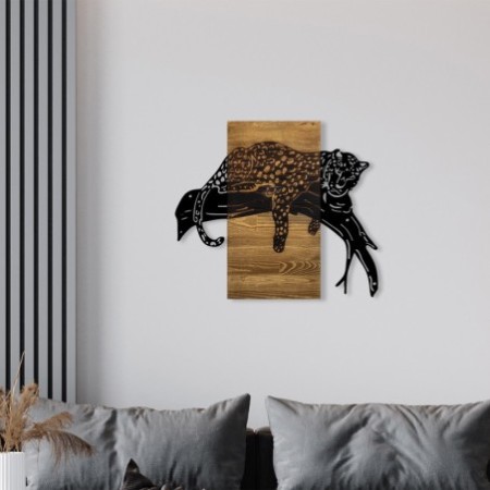 Decoración pared de madera Leopard nogal negro 66x3x58 cm