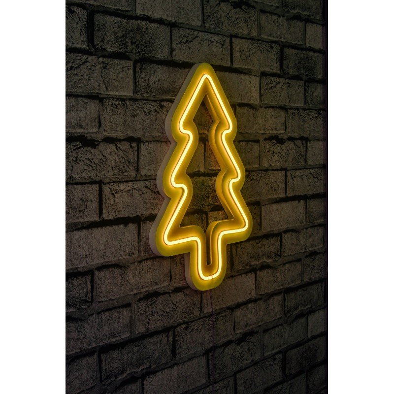 Iluminación LED decorativa de plástico Christmas Pine amarillo 21x30x2 cm