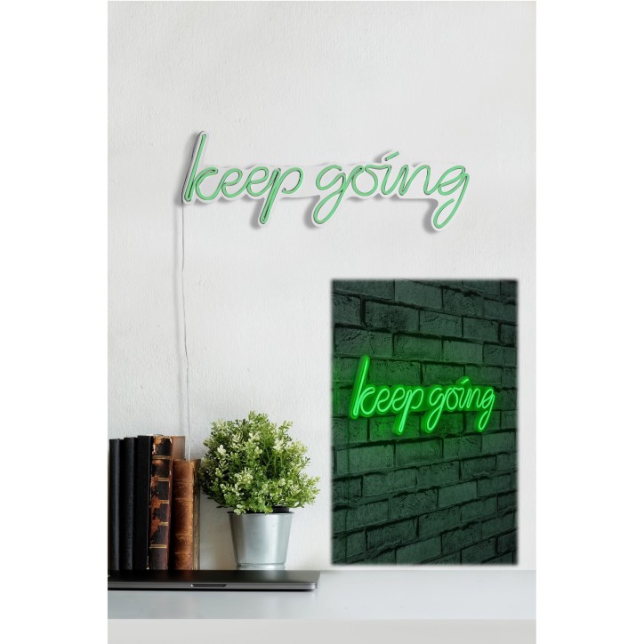 Iluminación LED decorativa de plástico Keep Going verde 53.5x18.5x2 cm