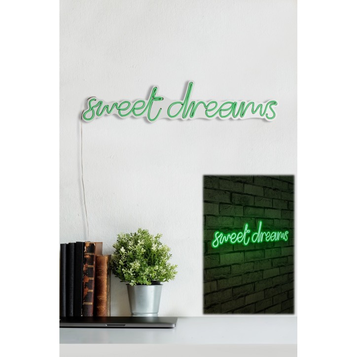 Iluminación LED decorativa de plástico Sweet Dreams verde 48x16x2 cm