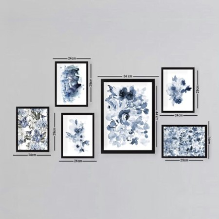 Cuadro decorativo enmarcado SET_059 multicolor 24x29 cm (5 piezas) 24x44 cm (1 pieza)