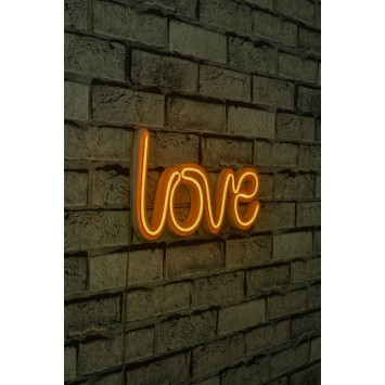 Iluminación LED decorativa de plástico Love amarillo 37x19x2 cm