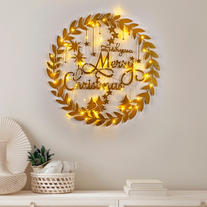 Decoración pared de metal XMASGOLD-10 oro 59x56 cm