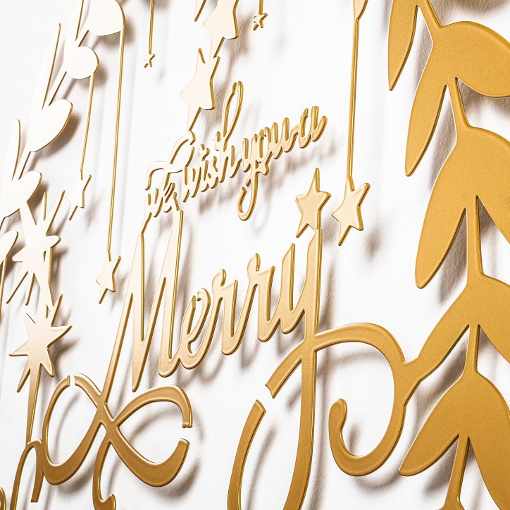 Decoración pared de metal XMASGOLD-10 oro 59x56 cm