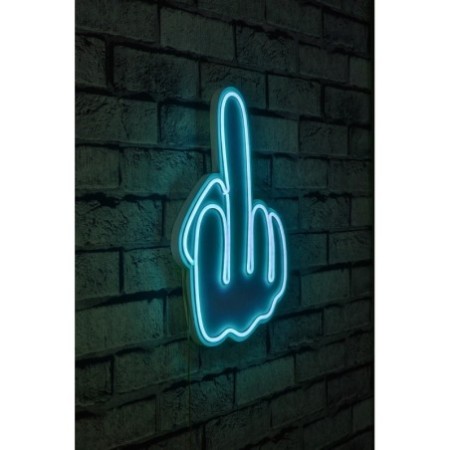 Iluminación LED decorativa de plástico Middle Finger azul 27x37x2 cm