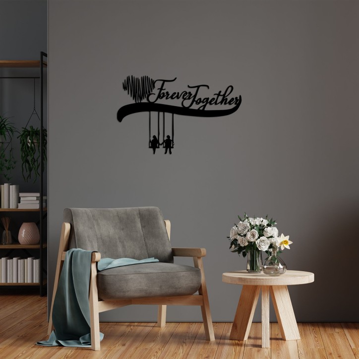 Decoración pared de metal Forever Together negro 69x44 cm