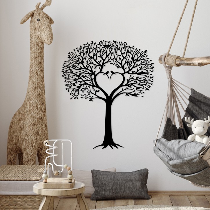 Decoración pared de metal Love Tree negro 59x70 cm