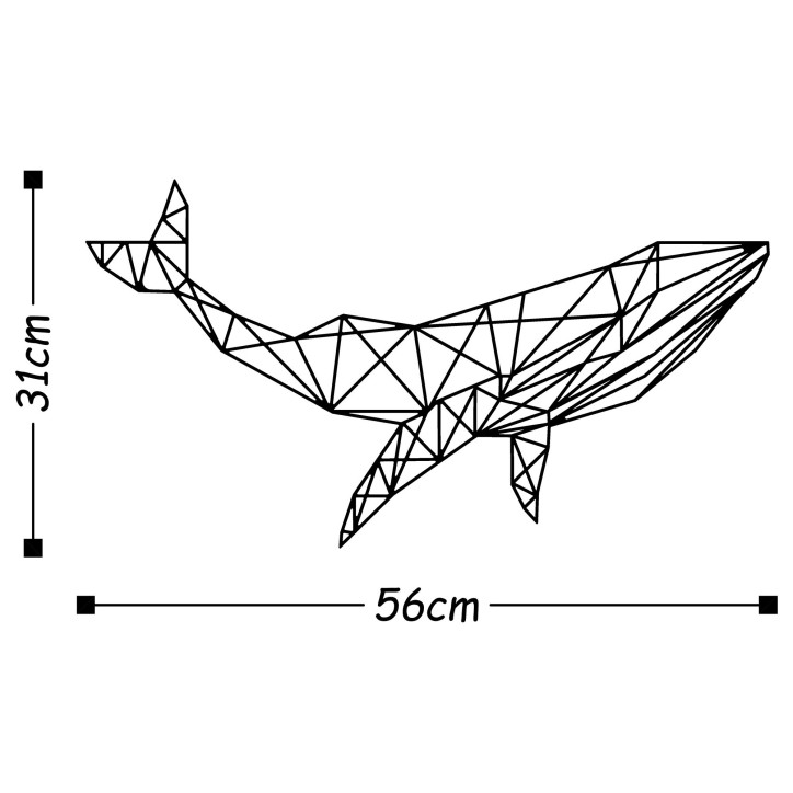 Decoración pared de metal Whale 1 negro 56x31 cm