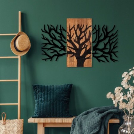 Decoración pared de madera Horn Tree -381 nogal negro 96x58 cm