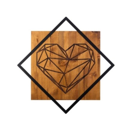 Decoración pared de madera Heart 2 nogal negro 54x54 cm