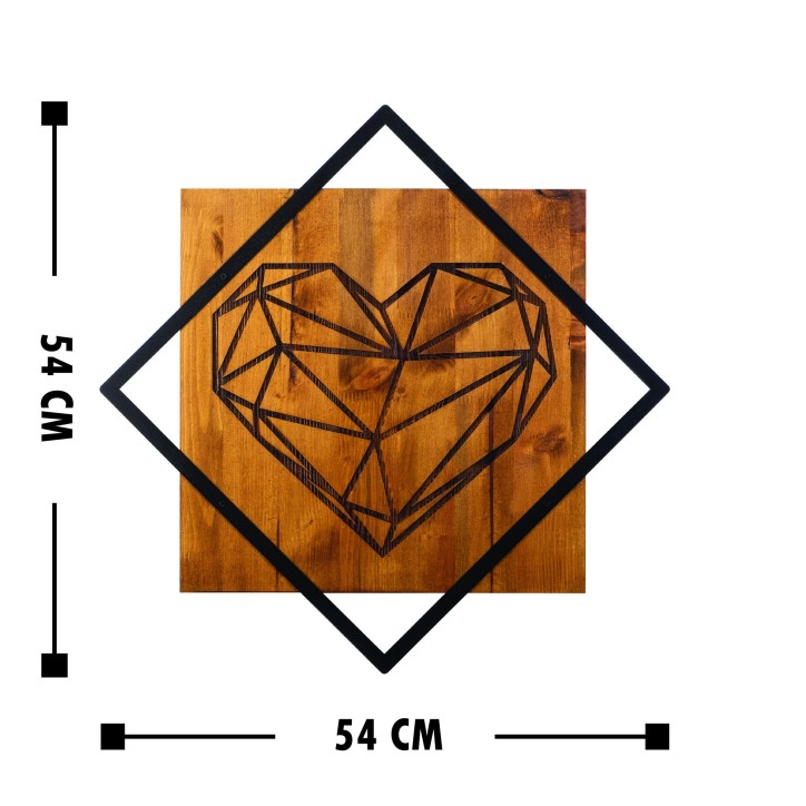 Decoración pared de madera Heart 2 nogal negro 54x54 cm