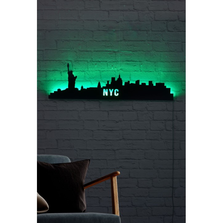 Iluminación LED decorativa NYC Skyline verde 80x24 cm