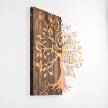 Decoración pared de madera Tree nogal cobre 58x58 cm