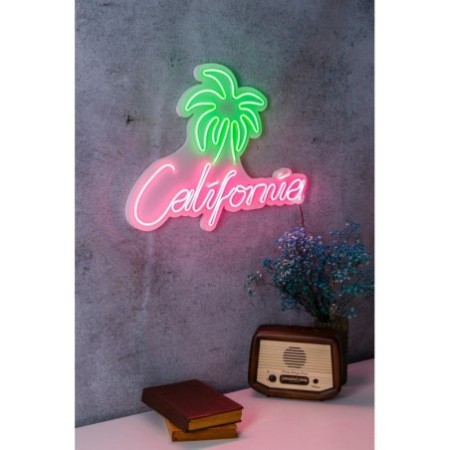 Iluminación LED decorativa de plástico California rosa verde 50x39x2 cm