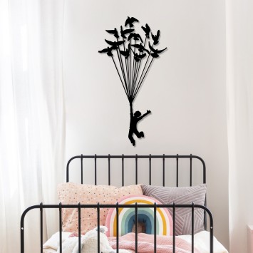 Decoración pared de metal Flying Boy 3 negro 45x85 cm