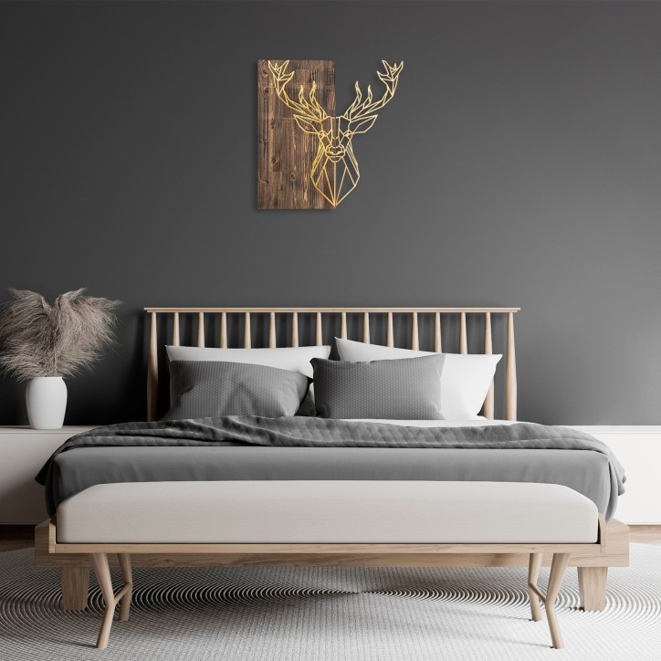 Decoración pared de madera Deer1 oro nogal 56x58 cm