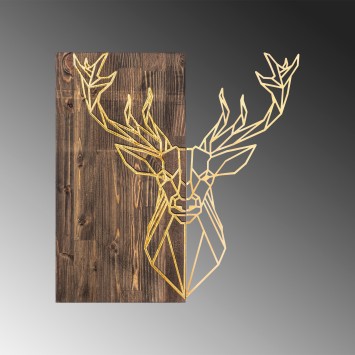 Decoración pared de madera Deer1 oro nogal 56x58 cm