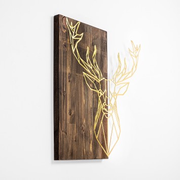 Decoración pared de madera Deer1 oro nogal 56x58 cm