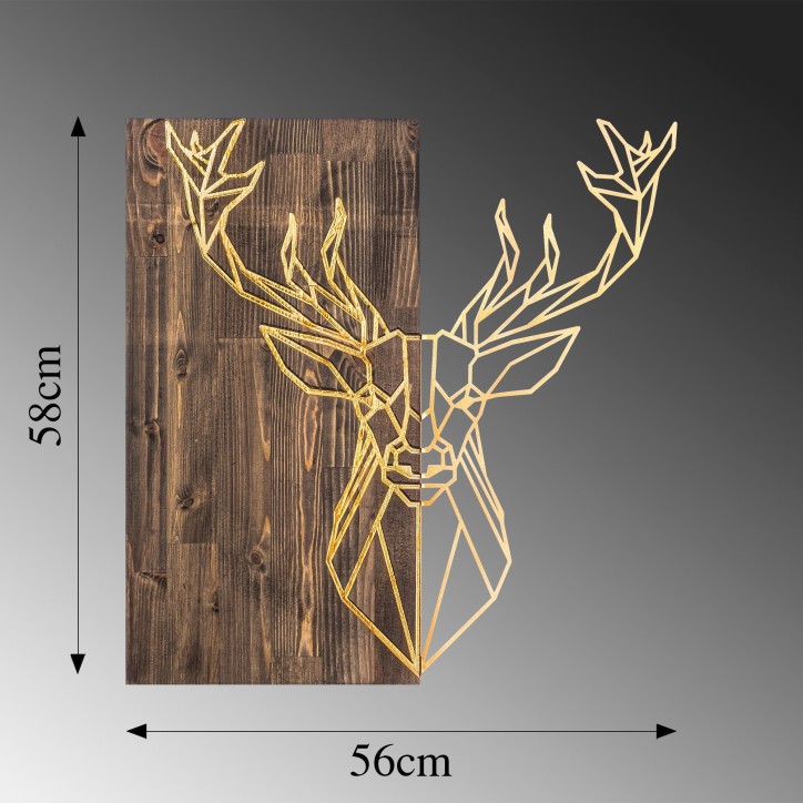 Decoración pared de madera Deer1 oro nogal 56x58 cm