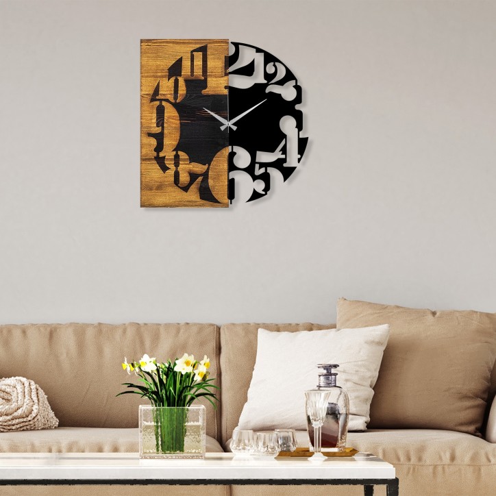 Reloj de pared madera Modelo 3 nogal negro 58x3x58 cm