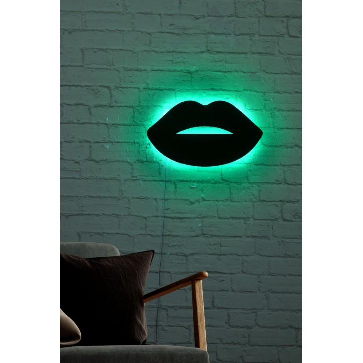 Iluminación LED decorativa Lips 2 verde 40x23 cm