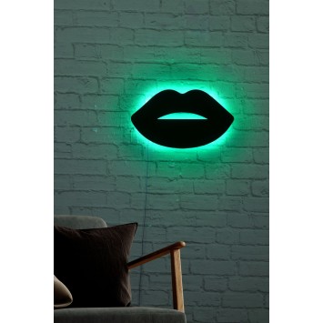 Iluminación LED decorativa Lips 2 verde 40x23 cm