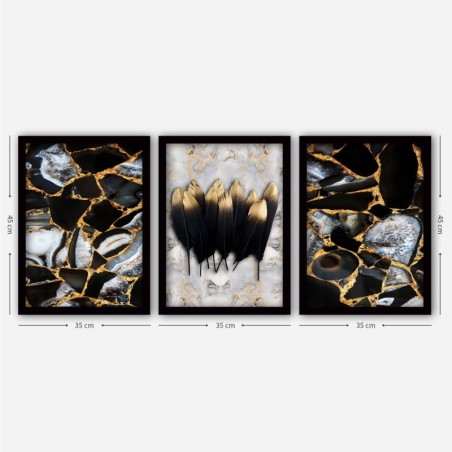Cuadro decorativo enmarcado 3SC95 multicolor 35x45 cm (3 piezas)